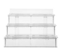 NOLITOY Présentoir Réfrigéré à 3 Niveaux Transparent en Plastique Support Incliné 2 Pieds Cylindriques Organisateur pour Fruits Légumes et Desserts en Supermarché Étagère Alimentaire