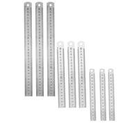 NOLITOY Règles à Dessin Outil de Mesure Précis Lot de 9 en Acier Inoxydable Argenté Design Robuste et Solide pour Classes de Mathématiques et Bureau