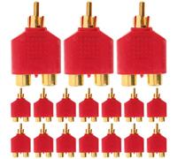 NOLITOY Répartiteur Audio Jack Mâle vers 2 Prises Cinch Femelles Rouge Adaptateur Stéréo 20 Pièces Convertisseur Audio pour Casques et Haut-parleurs pour PC et Usage Domestique