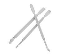 NOLITOY Repousse-Cuticules en Acier Inoxydable Double Embout Ensemble 3 Pièces Argenté Coupe-Cuticules Grattoir et Outil Fin pour Manucure et Pédicure Professionnelle Soin Précis des