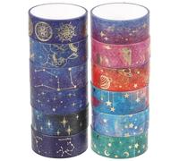 NOLITOY Ruban Adhésif Washi 12 Rouleaux Papier à Motifs Célestes pour Scrapbooking, Création de Carnets et Emballage Présent