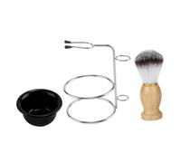 NOLITOY Set de Rasage Homme avec Blaireau Nylon et Bol à Savon Support Acier Inoxydable Brosse Douce pour Différents Types de Barbe Léger et Élégant Accessoire de Salle de Bain Masculin