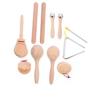NOLITOY Set Instruments de Percussion Bois pour Garçon Fille Musical Éducatif avec Cloche Triangle et Baguettes Kit pour Éveil et Créativité Musicale