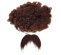 NOLITOY Set Perruque Afro et Barbe Marron pour Cosplay Déguisement Pirate Accessoires Fête Unique Costume