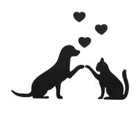 NOLITOY Sticker Mural Acrylique Miroir pour Animaux Effet Réfléchissant Décoration DIY pour Salon Chambre Autocollant Auto-adhésif Facile à Poser et Amovible Motif Chat et Chien Noir