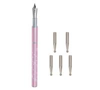 NOLITOY Stylo à Ongles Confortable avec 5 Pointes de Rechange en Acier Inoxydable Outil de Manucure Précis pour Nail Art Décor Diamant Usage Personnel