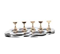 NOLITOY Support D'entraînement Au Nail Art 5 Pièces Format Petit Motif Vache Acrylique Doré Pour Artistes Manucure Professionnelle Et Débutants Usage Salon Et Domicile