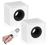 NOLITOY Supports de Microphone en ABS pour Diffusions et Interviews Lot de 2 Drapeaux Carrés Blancs pour Logo Micro Cube