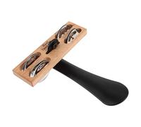 NOLITOY Tambourin à Double Rangée de Grelots pour Pied Instrument de Percussion en Bois Compact, Cloches Carillons, pour Guitare, Festivals et Percussions Folk