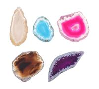 NOLITOY Tranches D'agate Naturelles Percées 5 Pcs pour Fabrication de Pendentifs DIY Multicolores, Petites Tailles, Accessoires Bijoux Créatifs pour Colliers Artisanaux