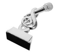 NOLITOY Trophée Microphone Argenté en Résine, Figurine Décorative au Design Unique, pour Concours de Chant et Réunions Annuelles D’Entreprise, Thème Musical
