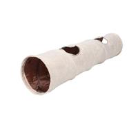 NOLITOY Tunnel de Jeu pour Chat Droit Beige avec Balle et 2 Trous