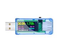 NOLITOY USB Testeur de Tension et Courant Écran LCD Haute Définition Multimètre USB Portable Transparent Bleu Voltmètre Ampèremètre pour Chargeur Téléphone Détection Puissance et Capacité