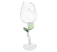 NOLITOY Verre à Vin 400 Ml en Verre Transparent Motif Rose Feuille Verte, Coupe à Vin Décorative pour Cocktails, Gobelet Maison pour Fête et Bar à Domicile