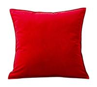 NOLLAM Lot de 2 housses de coussin en velours - Rouge - 40 x 40 cm