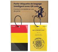 NoLongerLost Étiquette Bagage Drapeau National avec QR Code | Étiquette Valise Époxy Durable | Accessoires de Voyage pour Valise Soute, Sacs & Voyages | 8,5 × 5,3 cm