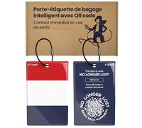 NoLongerLost Étiquette Bagage Drapeau National avec QR Code | Étiquette Valise Époxy Durable | Accessoires de Voyage pour Valise Soute, Sacs & Voyages | 8,5 × 5,3 cm