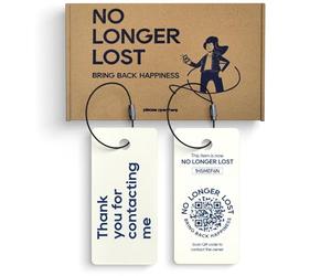 NoLongerLost Porte-Clés Intelligent avec QR Code | Étiquette Rectangulaire Teslin pour Clés & Sacs | Accessoires de Voyage Sécurisés | 5,3 × 2,5 cm