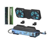 NOLOWY Dock Station 4K @ 60Hz Lecteur de cartes RJ45 pour console Adaptateur multiport avec ventilateur de refroidissement de cartouche de disque dur