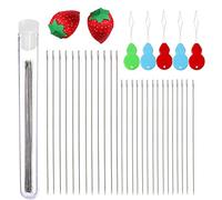NOLOWY Lot de 47 aiguilles à perles extra fines fines et droites pour la fabrication de bijoux avec enfile-aiguille, coussin d'épingles à coudre
