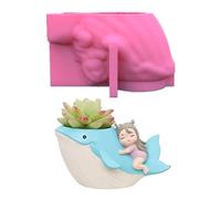 NOLOWY Moules en résine en forme de baleine - Moule en silicone pour béton et plâtre - Support pour pot de ciment - Décoration de table