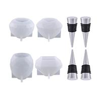 NOLOWY Moules en résine géométrique sphérique pour bouchon de bouteille de vin, 5 moules en silicone époxy pour coulée