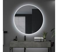 NOLUXA LEDIMEX - Miroir de salle de bain LED rond 90 cm | Miroir rétro-éclairé avec lumière intégrée froide 6 500 k | Miroir mural rond avec précadre pour meuble de salle de bain | Série Porto