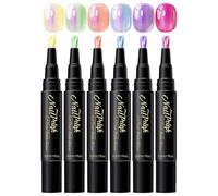 Nolynails Stylo Vernis à Ongles, Feutre Vernis à Ongles, Stylo Vernis à Ongles Semi Permanent, 6 Couleurs, Accessoires De Peinture Pour Manucure, Séchage Rapide Sans Lumière, Pour Domicile, Voyage (C)