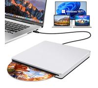NOLYTH Lecteur CD DVD externe pour ordinateur portable : lecteur CD/DVD portable USB C pour Mac PC Windows 11 avec adaptateur USB 3.0 en alliage d'aluminium Slo-in SuperDrive pour Apple