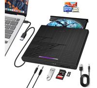 NOLYTH Lecteur CD externe pour ordinateur portable, graveur DVD USB | Lecteur CD/DVD optique USB 3.0 USB C avec port audio/SD/TF/1 USB 3,5 mm pour PC, Mac, Linux, Windows