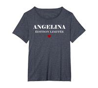 Nom Angelina édition limitée Humour prénom Angelina T-Shirt, Femme Grandes Tailles, Bleu Chiné, 2X