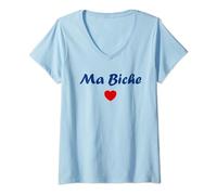 Nom Bichette biche amour surnom ma biche T-Shirt avec Col en V