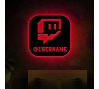 Nom D’utilisateur Personnalisé Gamer Tag Pour Twitch - Lampe Murale Personnalisée LED Night Light Avec Interrupteur Pour Changer De Couleur Cadeau En Bois De Signe D’étiquette De Joueur