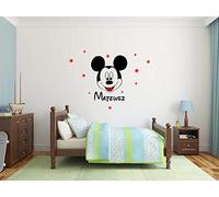 Nom de bébé personnalisé WallSticker Heureux Mickey la souris Stickers muraux Fille Biy Vinyle Bébé Mural Fond d'écran Décoration de la chambre Design de maison DIY