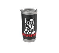 Nom de chat Sylvester Design - All You Need is Love! Gobelet isotherme en acier inoxydable double paroi