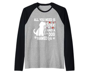 Nom de Chien personnalisé Lola Cute Dog Lover Manche Raglan