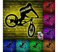 Nom de cycliste personnalisé, décoration murale en métal avec lumière LED, nom de vélo personnalisé, panneau mural pour salle de sport, club, décoration d'intérieur, cadeau pour homme, femme, garçon