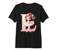 Nom de Danse de la Danseuse, première Lettre L, Girly Tutu Ballet T-Shirt Haut de Gamme