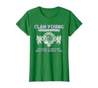 Nom de Famille Jeune écossais Clan Young T-Shirt, Femme, Vert Kelly, S