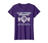 Nom de Famille Jeune écossais Clan Young T-Shirt, Femme, Violet, L