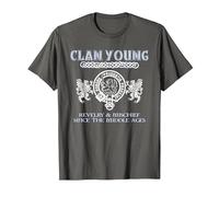Nom de Famille Jeune écossais Clan Young T-Shirt, Homme, Asphalte, 3XL