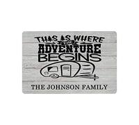 Nom De Famille Personnalisé « C'est Ici Que L'Aventure Commence » Tapis De Bain Résistant Paillasson Exterieur Antidérapant Absorbant Paillasson pour Jardin Cuisine Balcon 40 X 60Cm