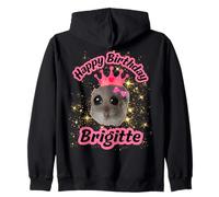 Nom de Fille Brigitte, Joyeux Anniversaire, Mignon Hamster, mème Noir Sweat à Capuche