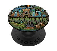 Nom de l'île de Bali - Souvenir de Voyage - Cadeau Touristique PopSockets PopGrip Adhésif