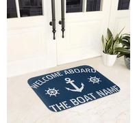 Nom du Bateau 3D Ancre Nautique Boussole Roue de Navire Corde antidérapante Tapis de Sol Moquette pour entrée Cuisine Tapis de Repos pour la Maison - 40x60cm