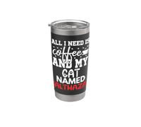 Nom du chat Balthazar Gifts All I Need Is Coffee Cat Named Gobelet isotherme en acier inoxydable double paroi