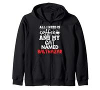 Nom du Chat Balthazar Gifts All I Need is Coffee Cat Named Sweat à Capuche