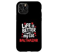 Nom du Chat Balthazar Life is Better with My Cat Balthazar Coque pour iPhone 11 Pro