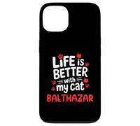 Nom du Chat Balthazar Life is Better with My Cat Balthazar Coque pour iPhone 13