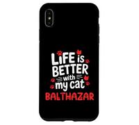 Nom du Chat Balthazar Life is Better with My Cat Balthazar Coque pour iPhone XS Max
